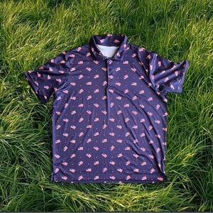 Men’s Caddy Cart Golf Americana American Flag Golf Polo Size L